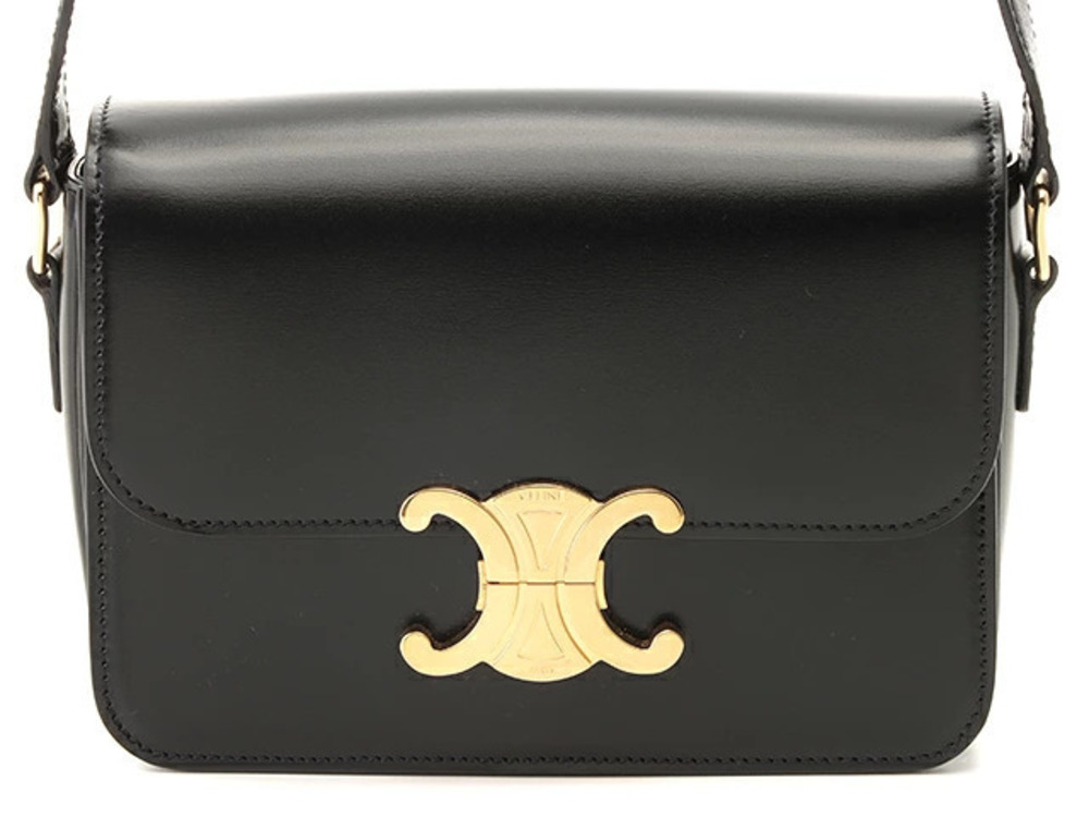 Celine Teen Trion Shoulder Bag Black Calfskin